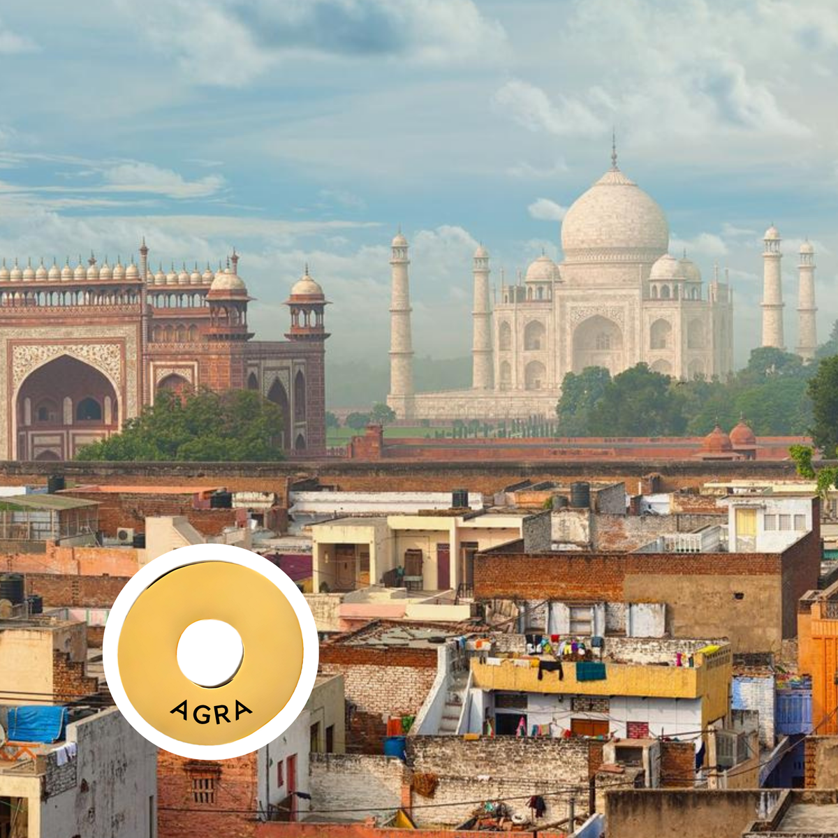 Agra engraved city travel ring