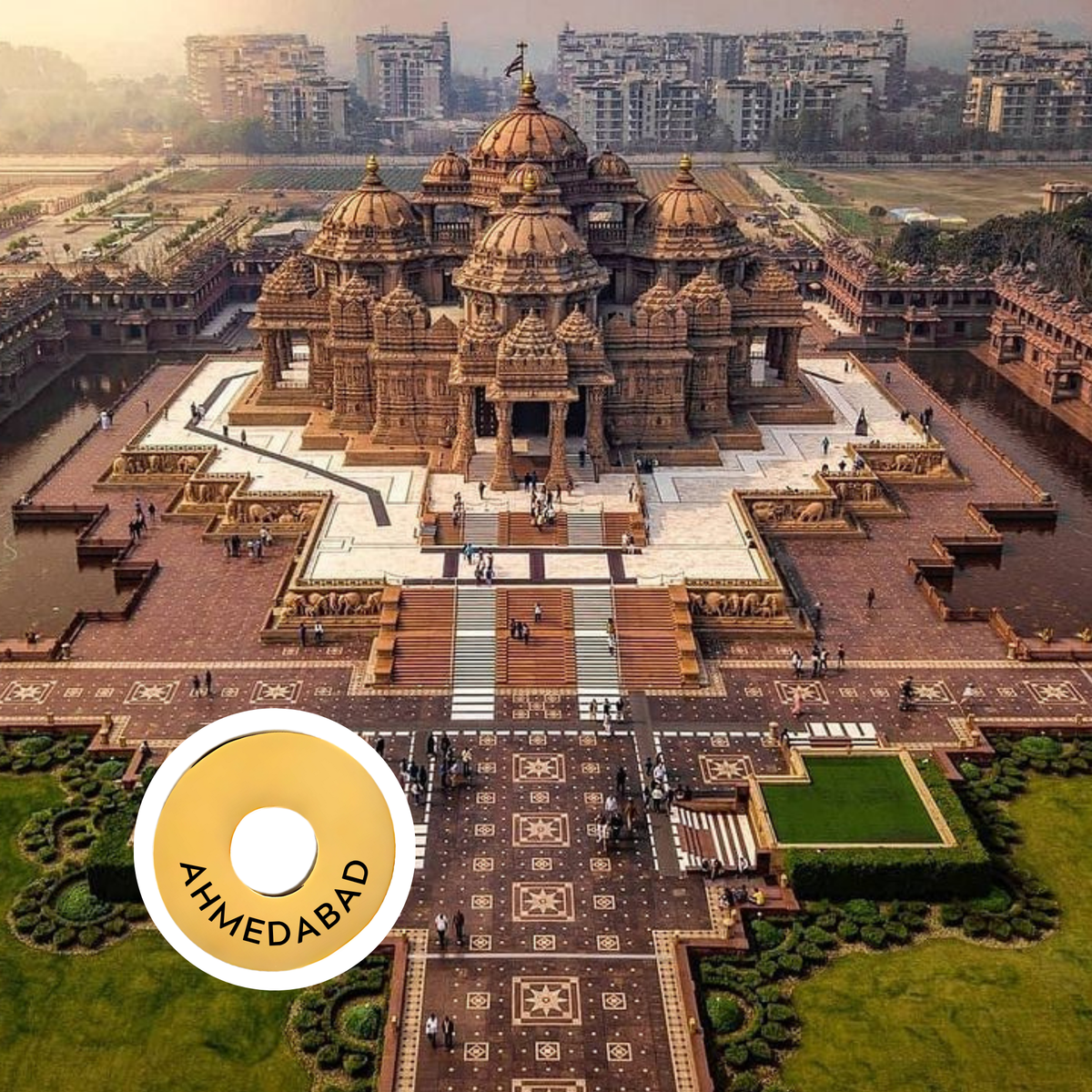 Ahmedabad engraved city travel ring