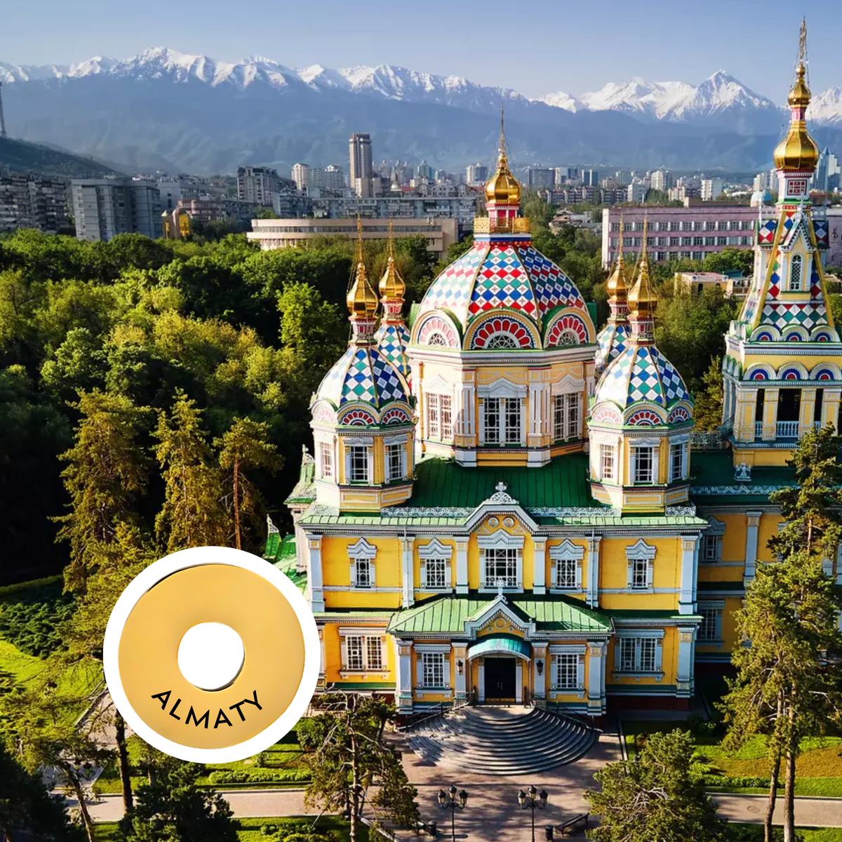 Almaty engraved city travel ring