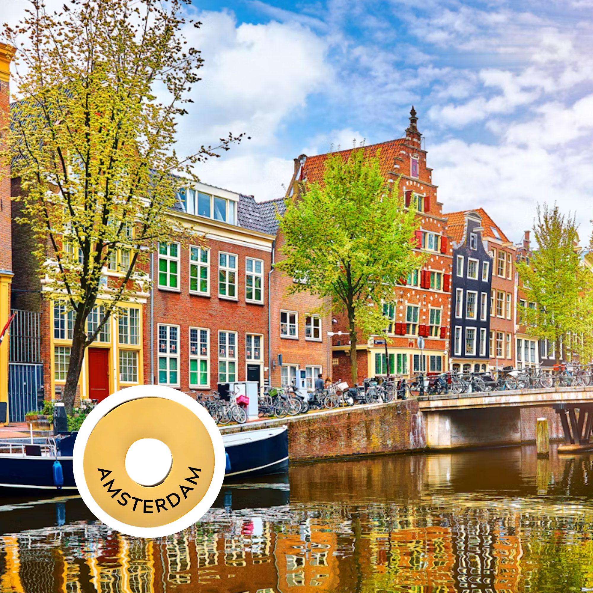 Amsterdam engraved city travel ring