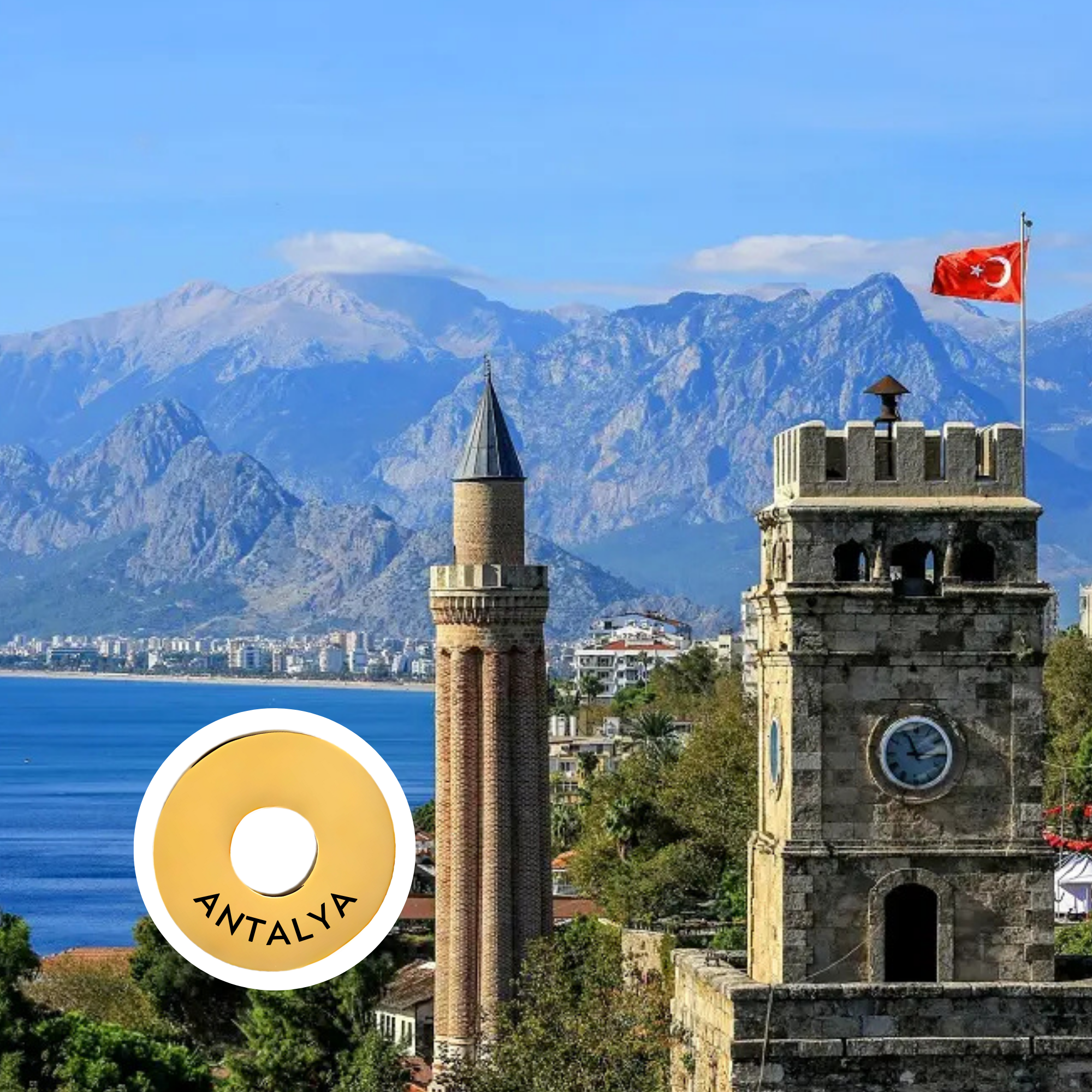 Antalya engraved city travel ring