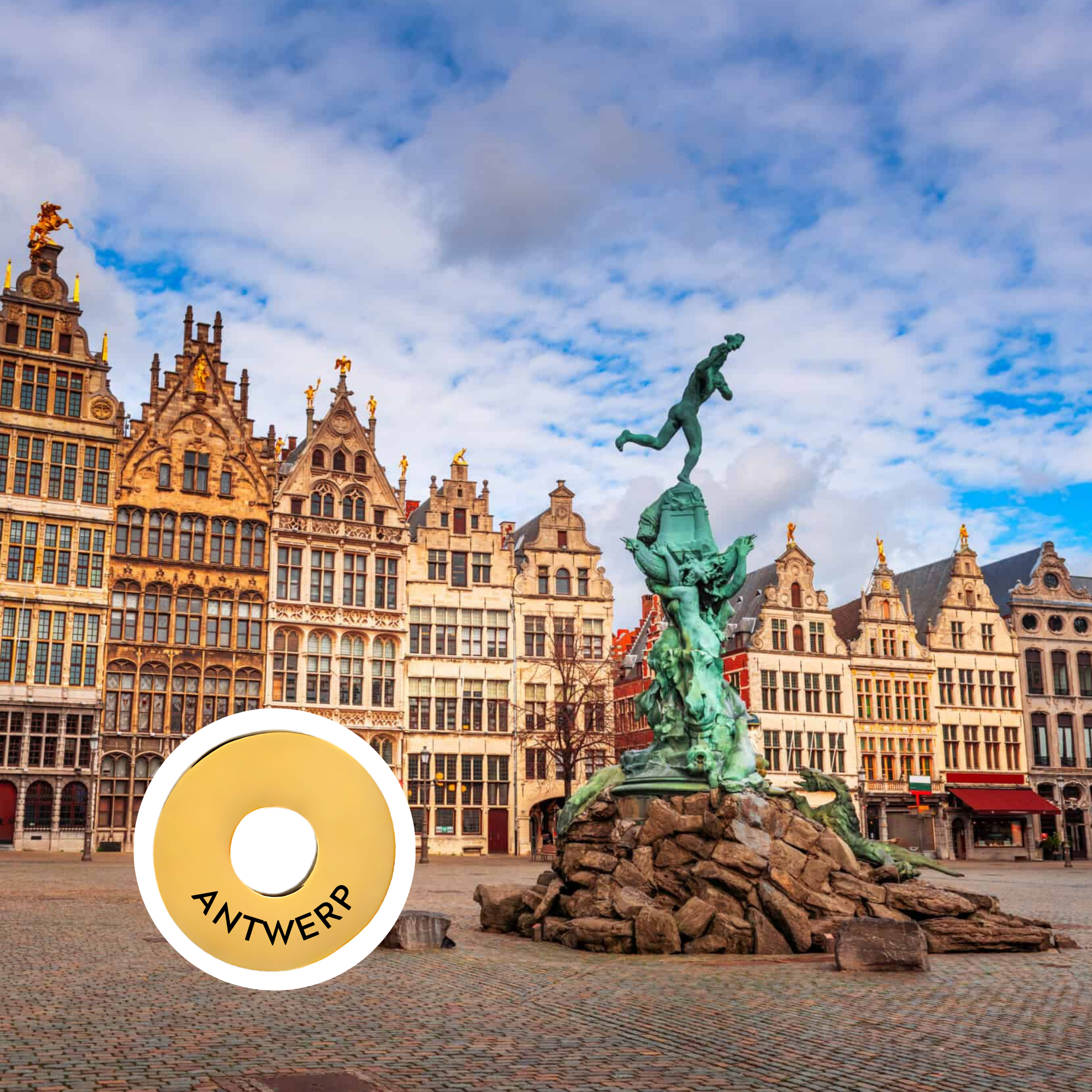 Antwerp engraved city travel ring