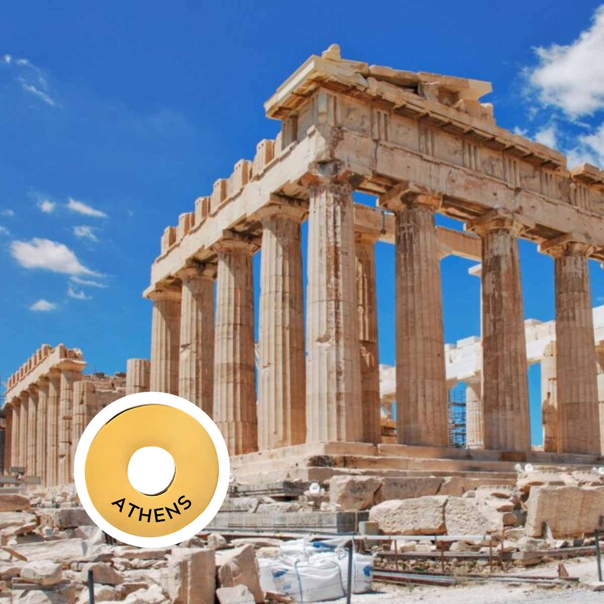 Athens engraved city travel ring