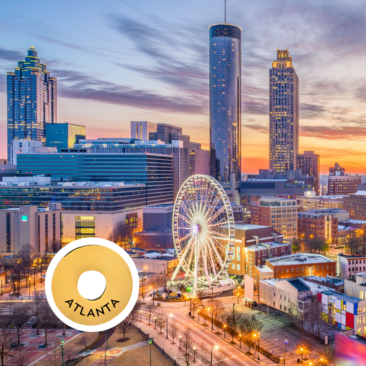 Atlanta engraved city travel ring