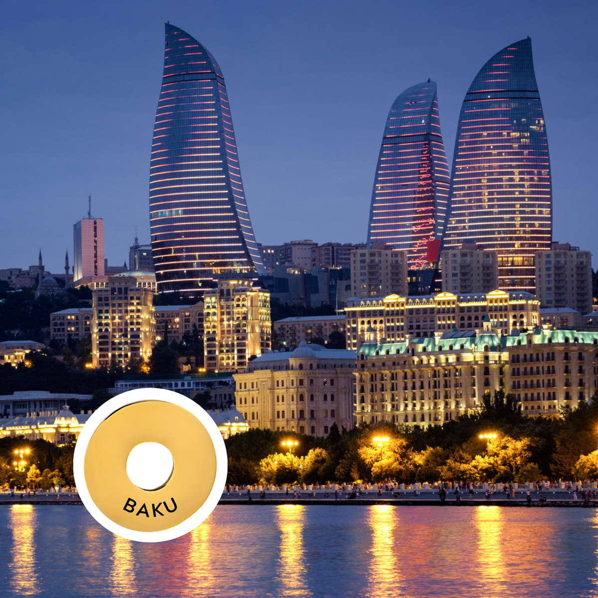 Baku engraved city travel ring