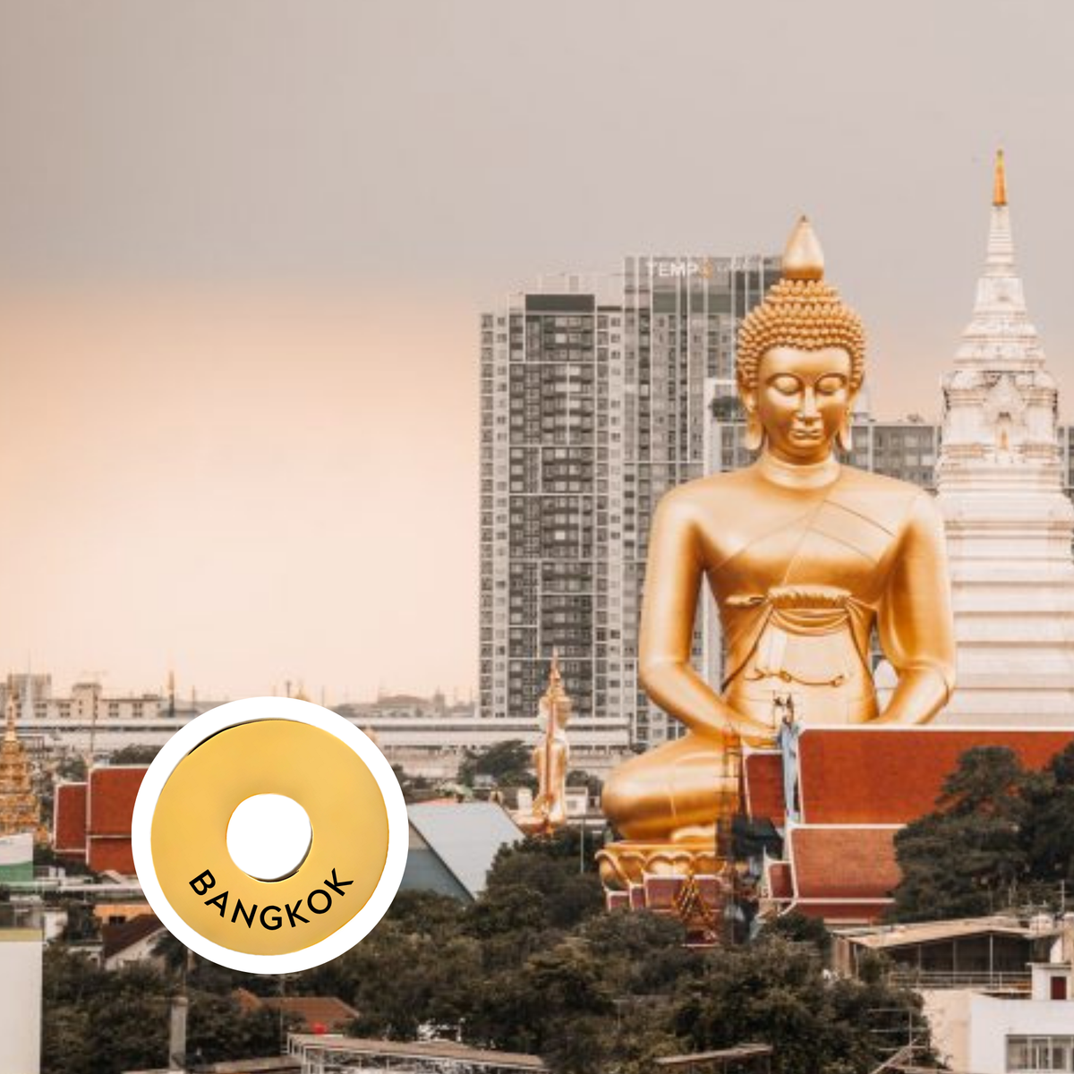 Bangkok engraved city travel ring