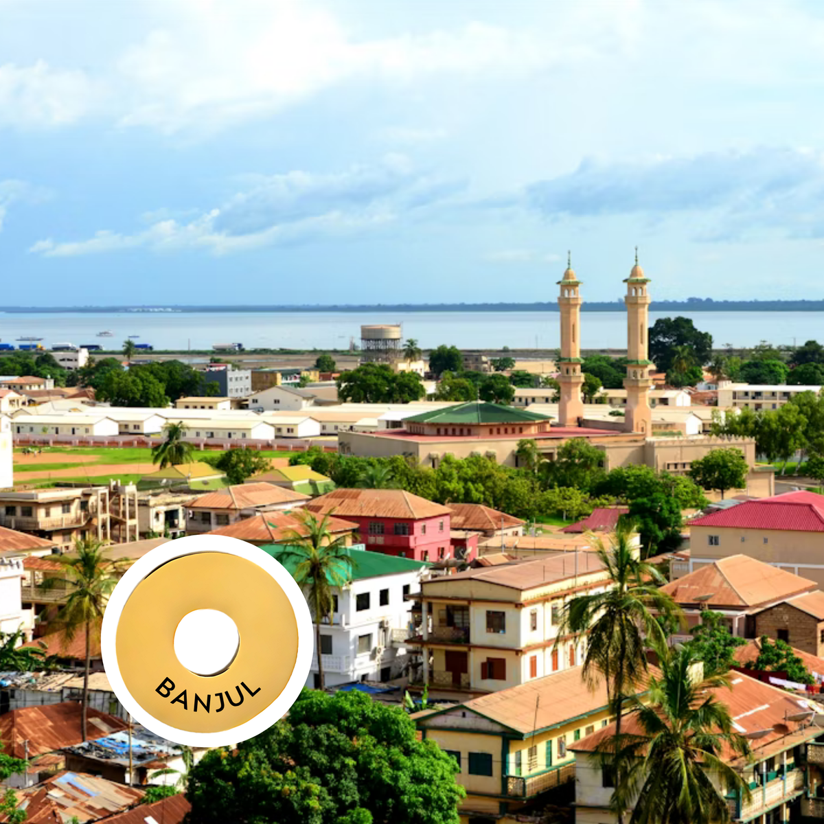 Banjul engraved city travel ring
