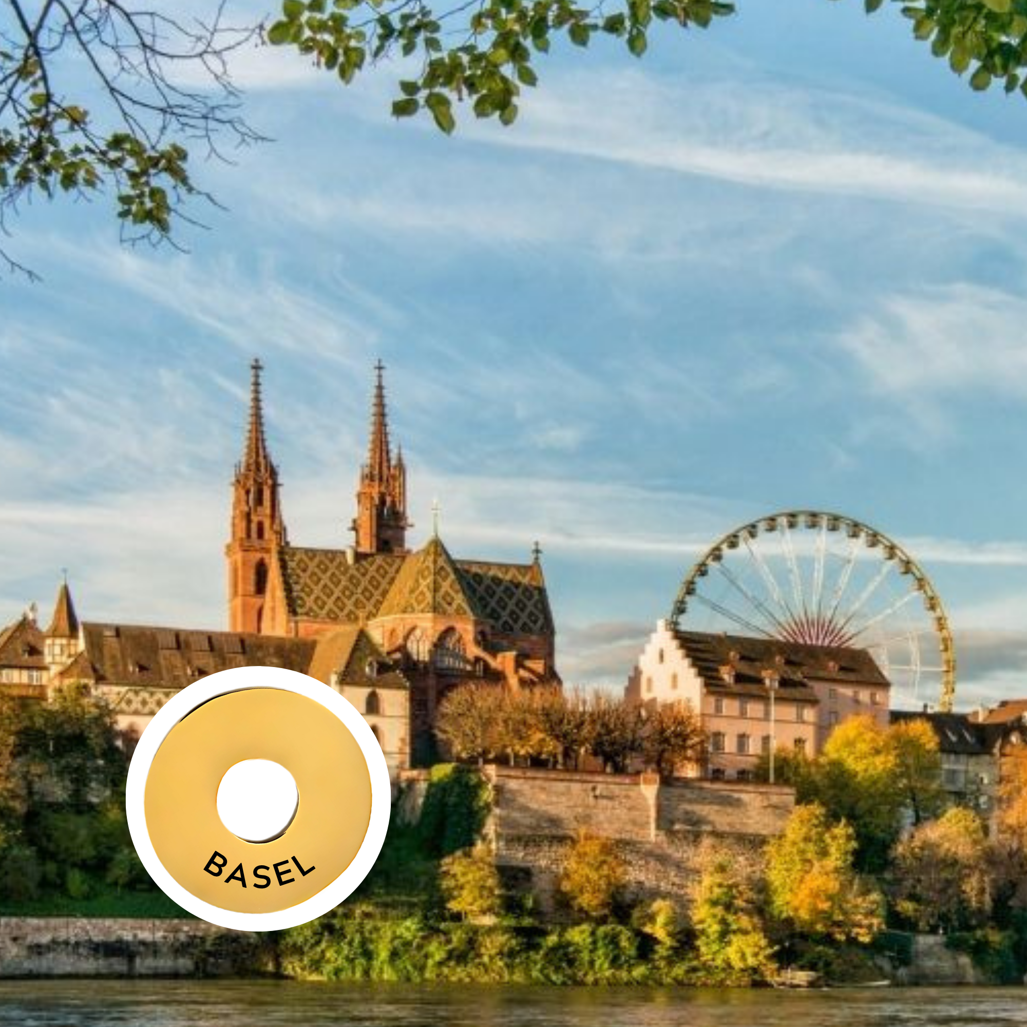 Basel engraved city travel ring