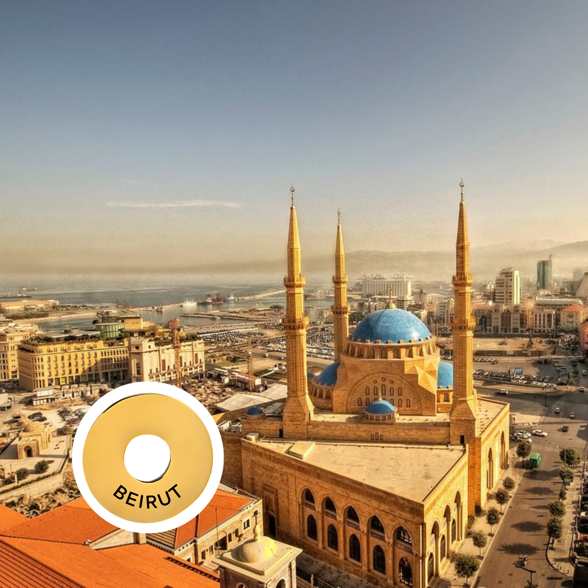 Beirut engraved city travel ring
