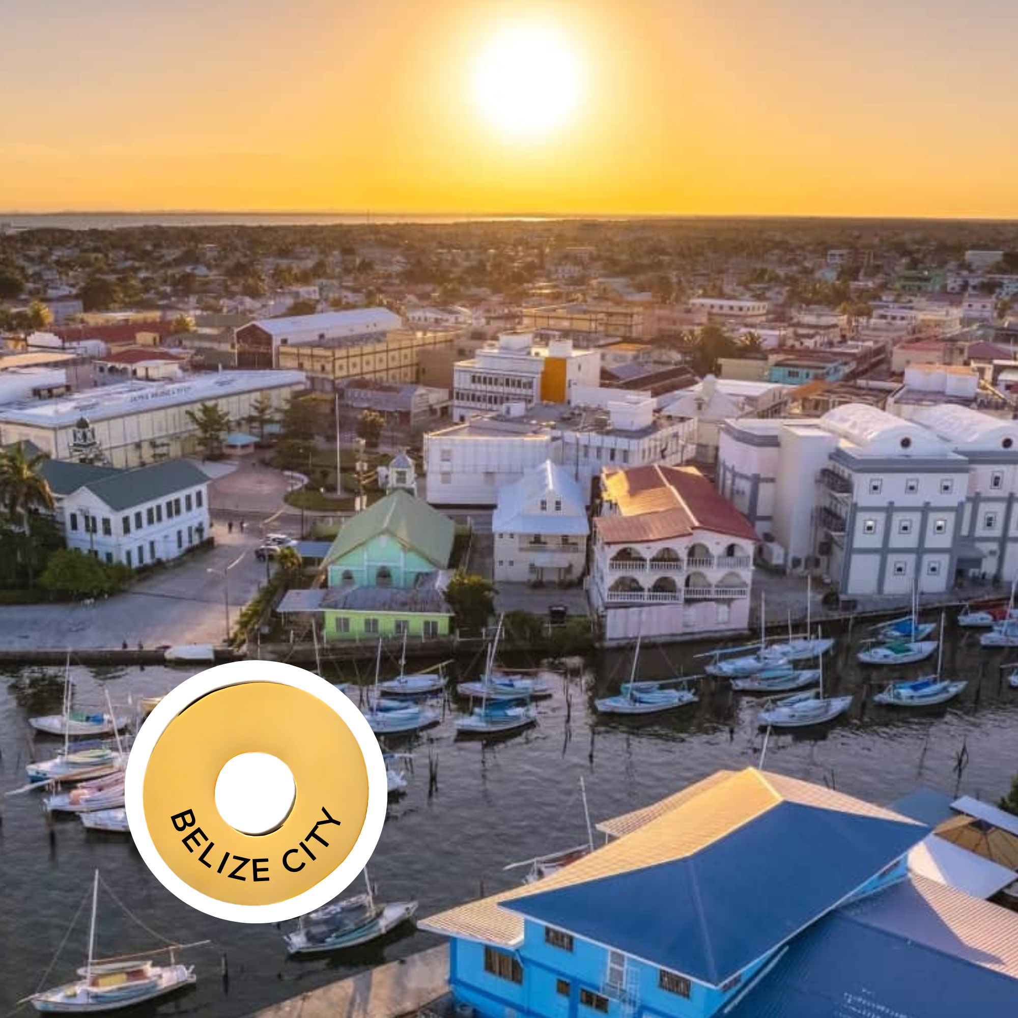 Belize City engraved city travel ring