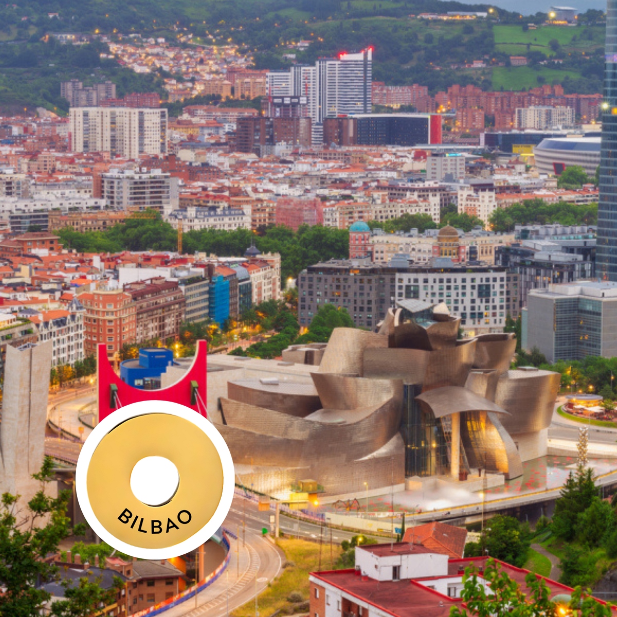 Bilbao engraved city travel ring