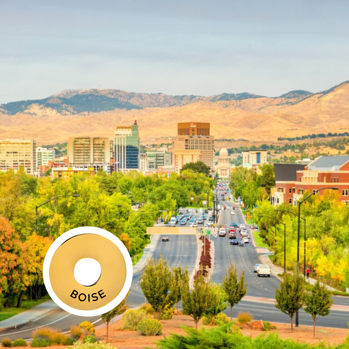 Boise engraved city travel ring