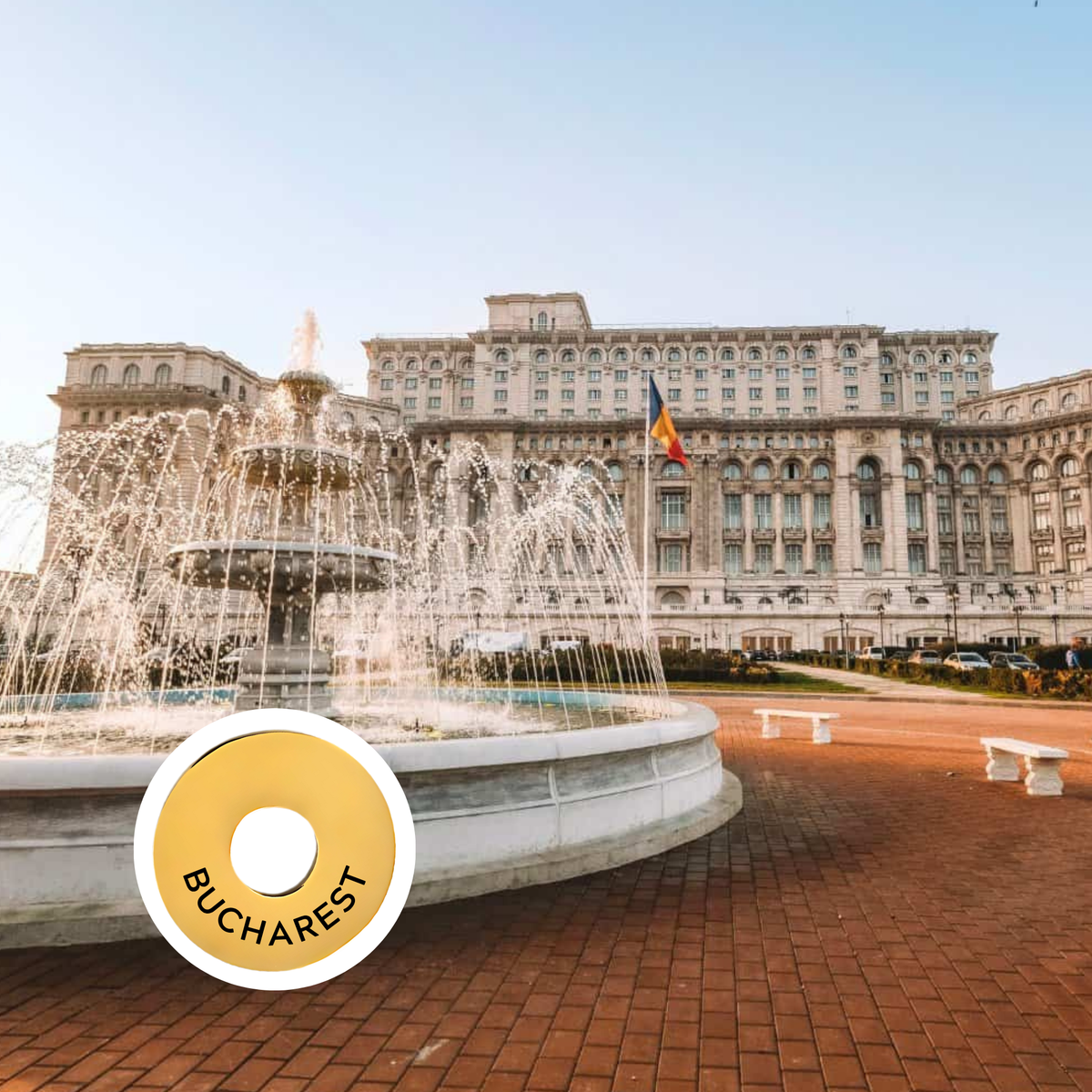 Bucharest engraved city travel ring