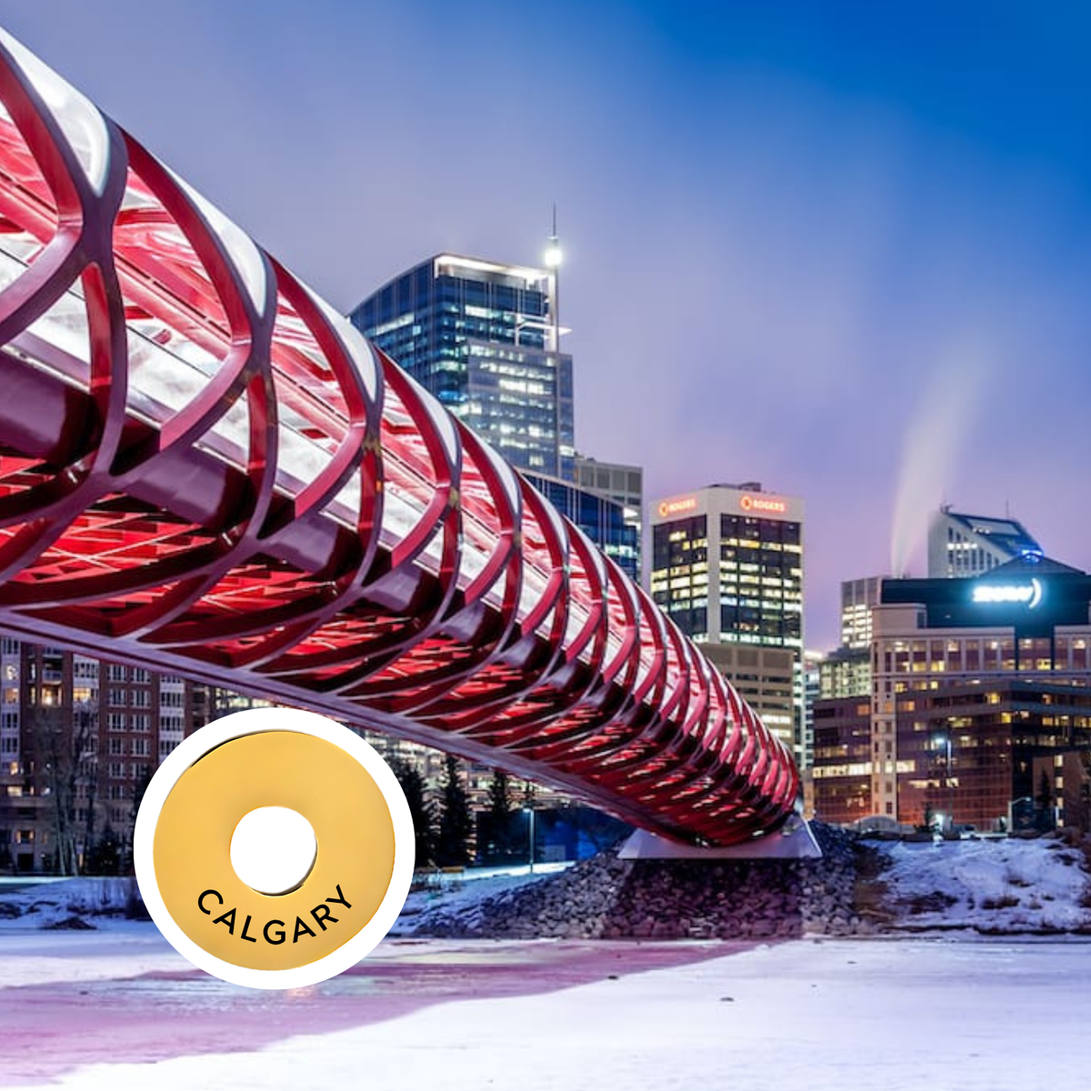 Calgary engraved city travel ring