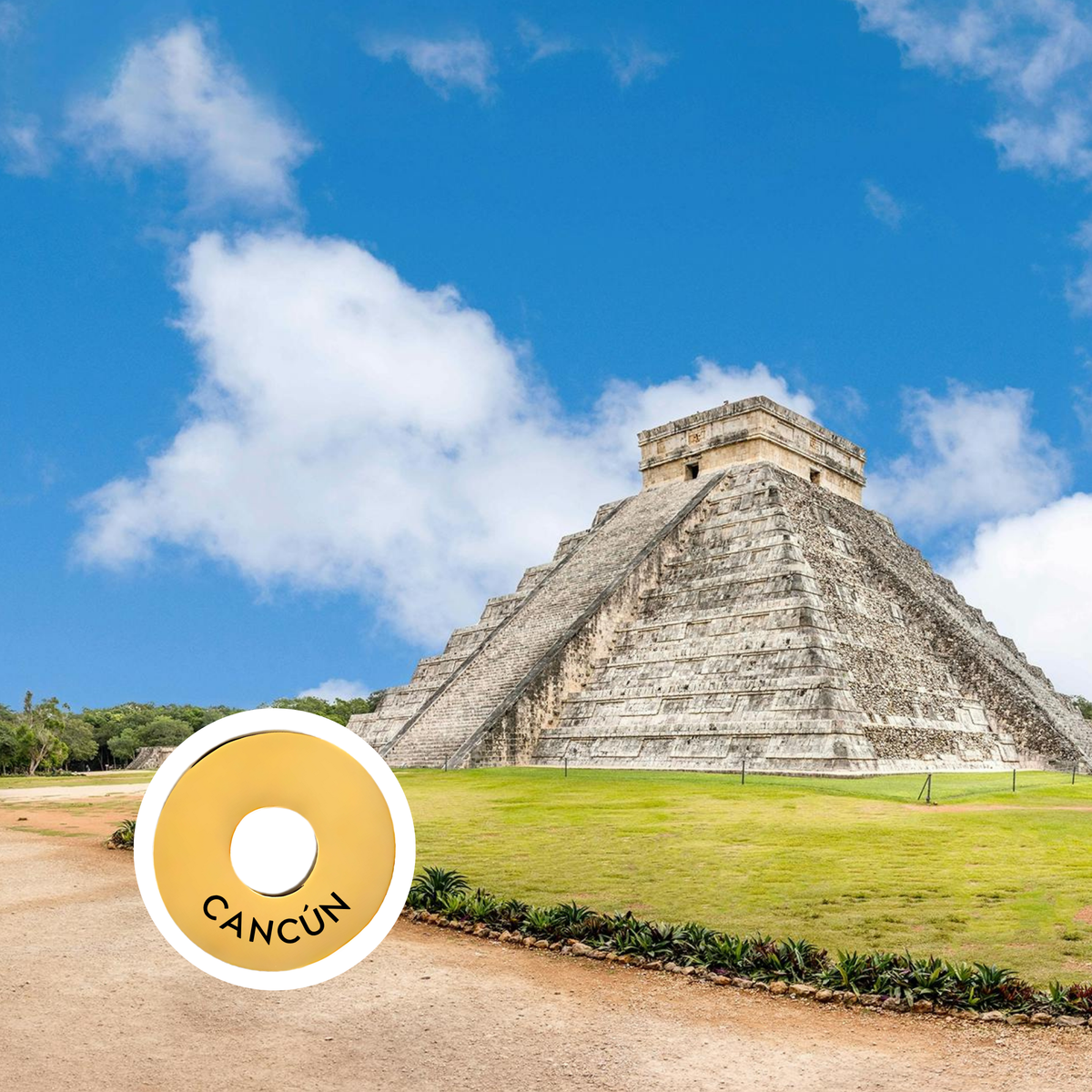 Cancún engraved city travel ring