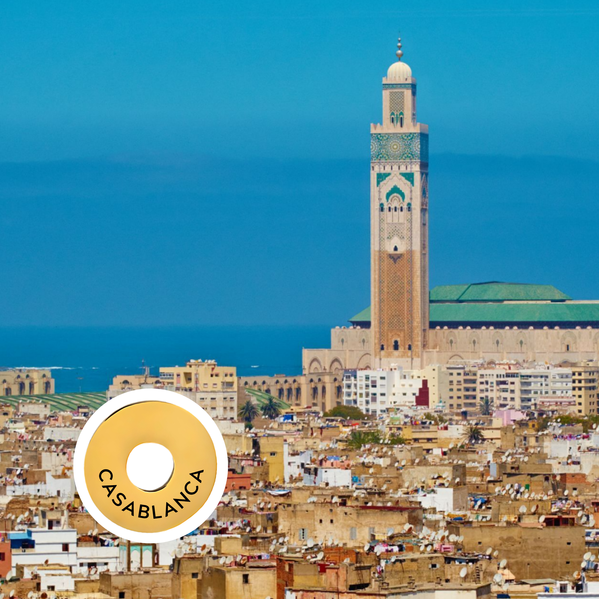 Casablanca engraved city travel ring