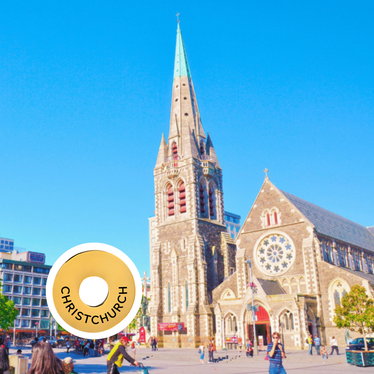 Christchurch engraved city travel ring
