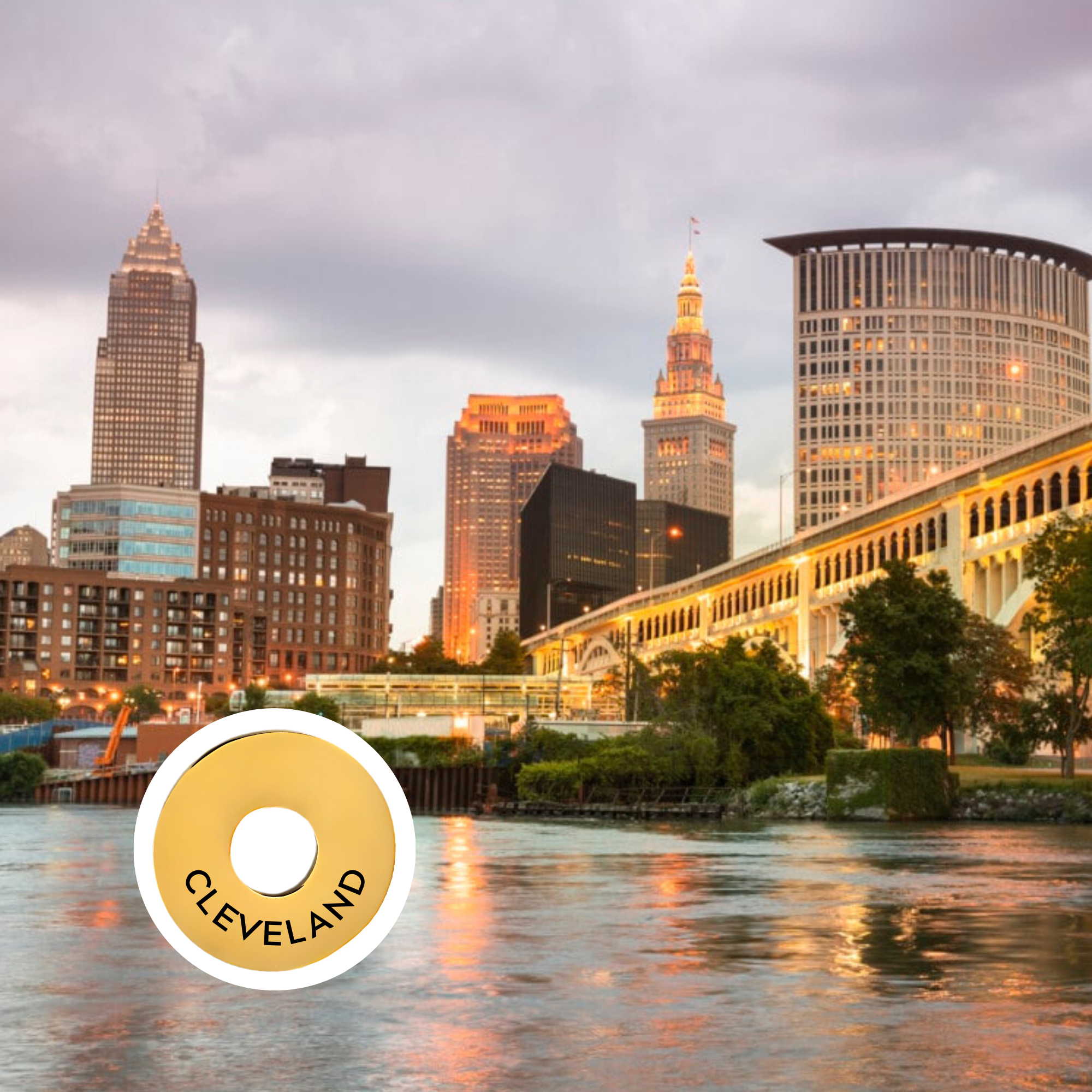 Cleveland engraved city travel ring