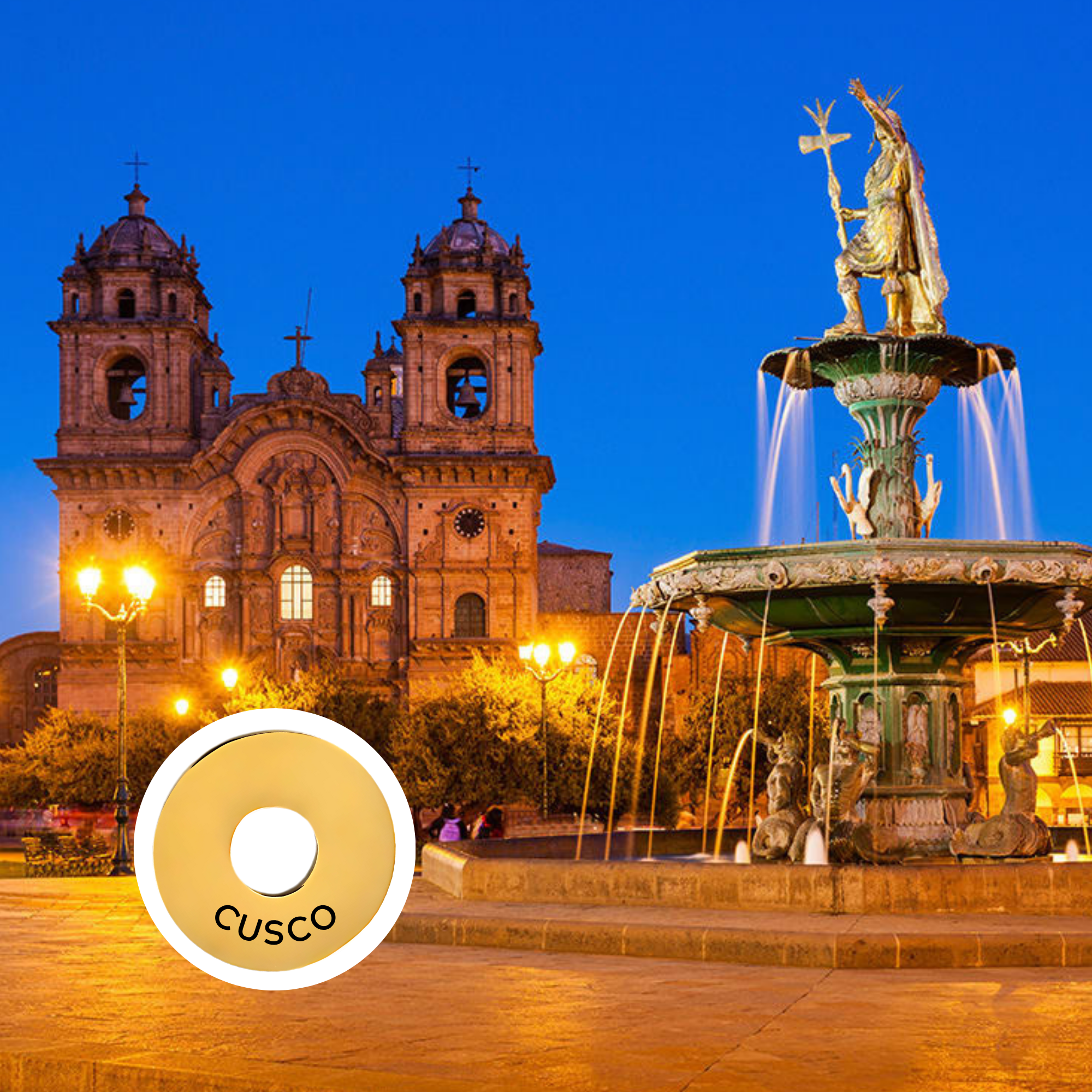 Cusco engraved city travel ring