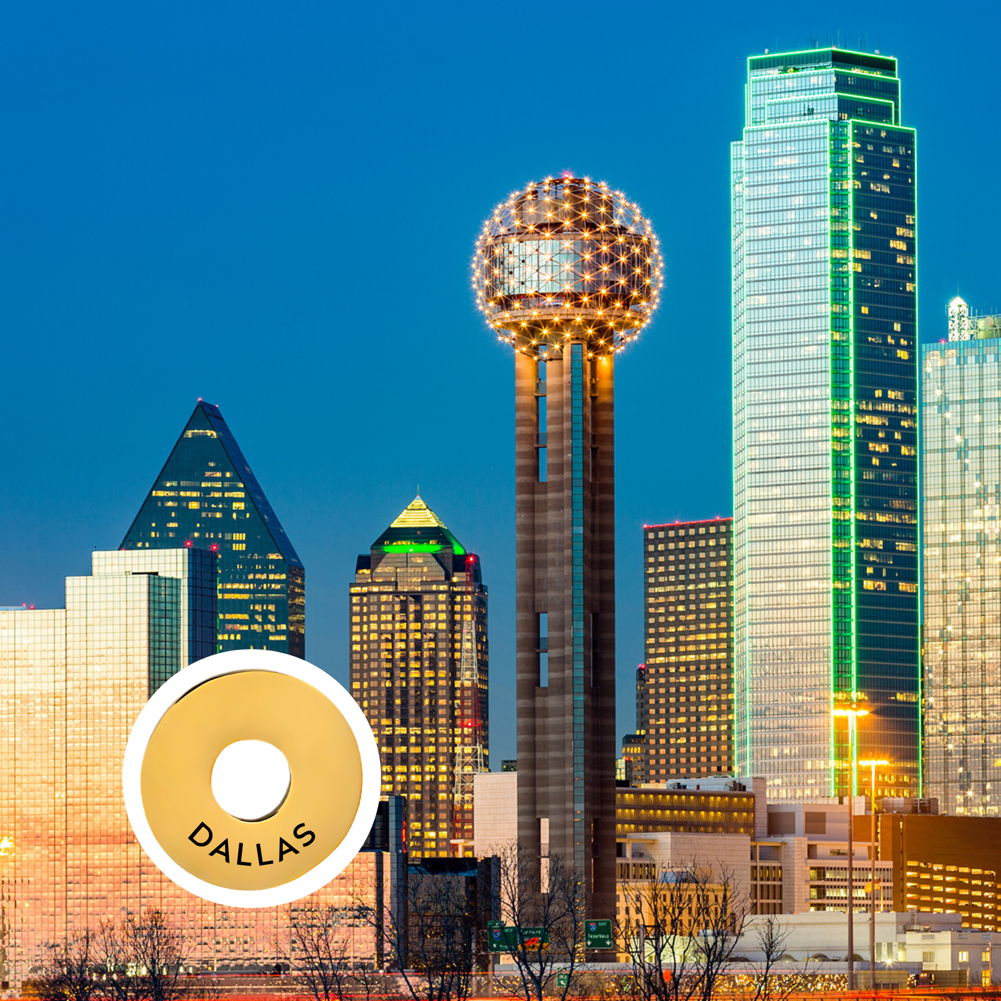 Dallas engraved city travel ring