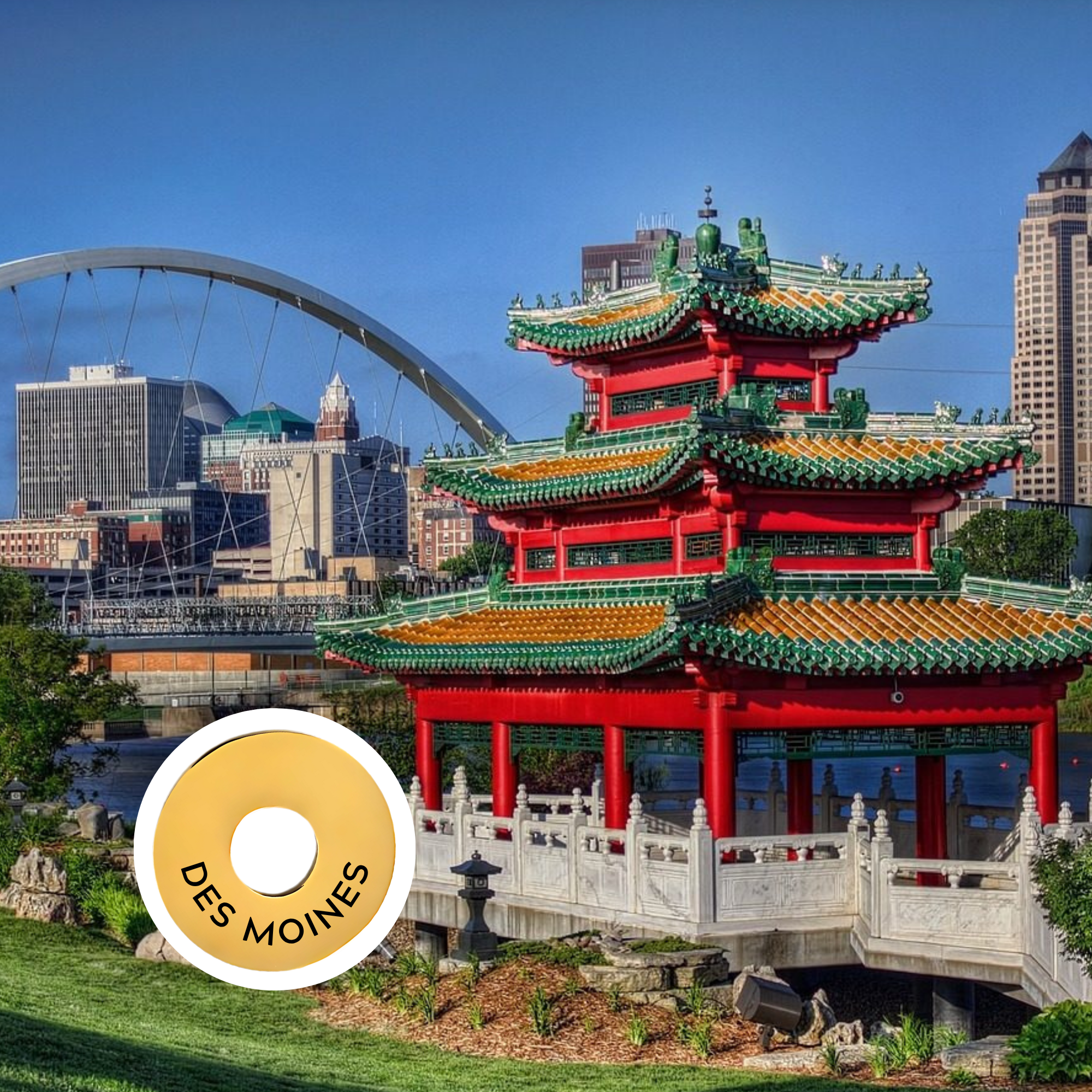 Des Moines engraved city travel ring