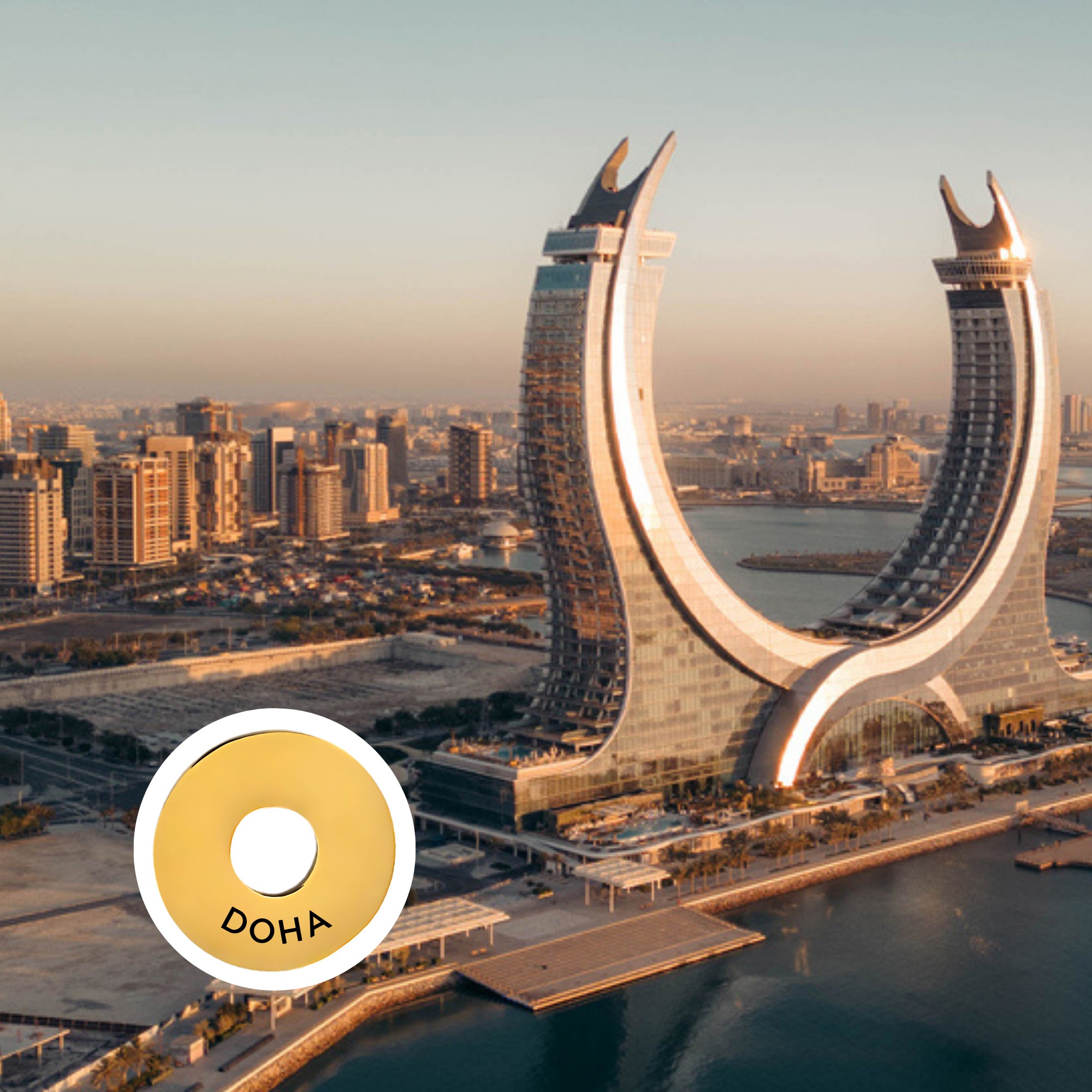 Doha engraved city travel ring