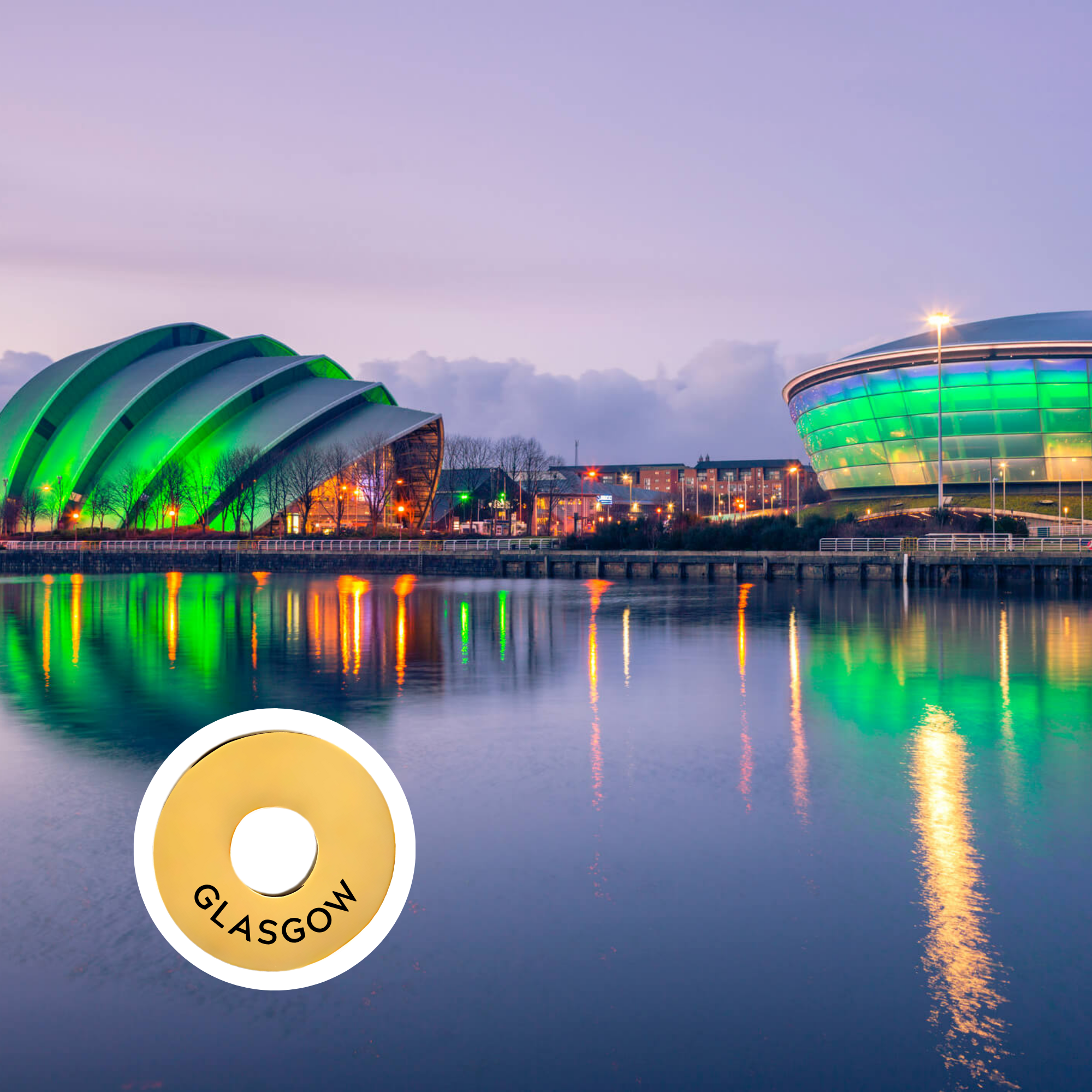 Glasgow engraved city travel ring