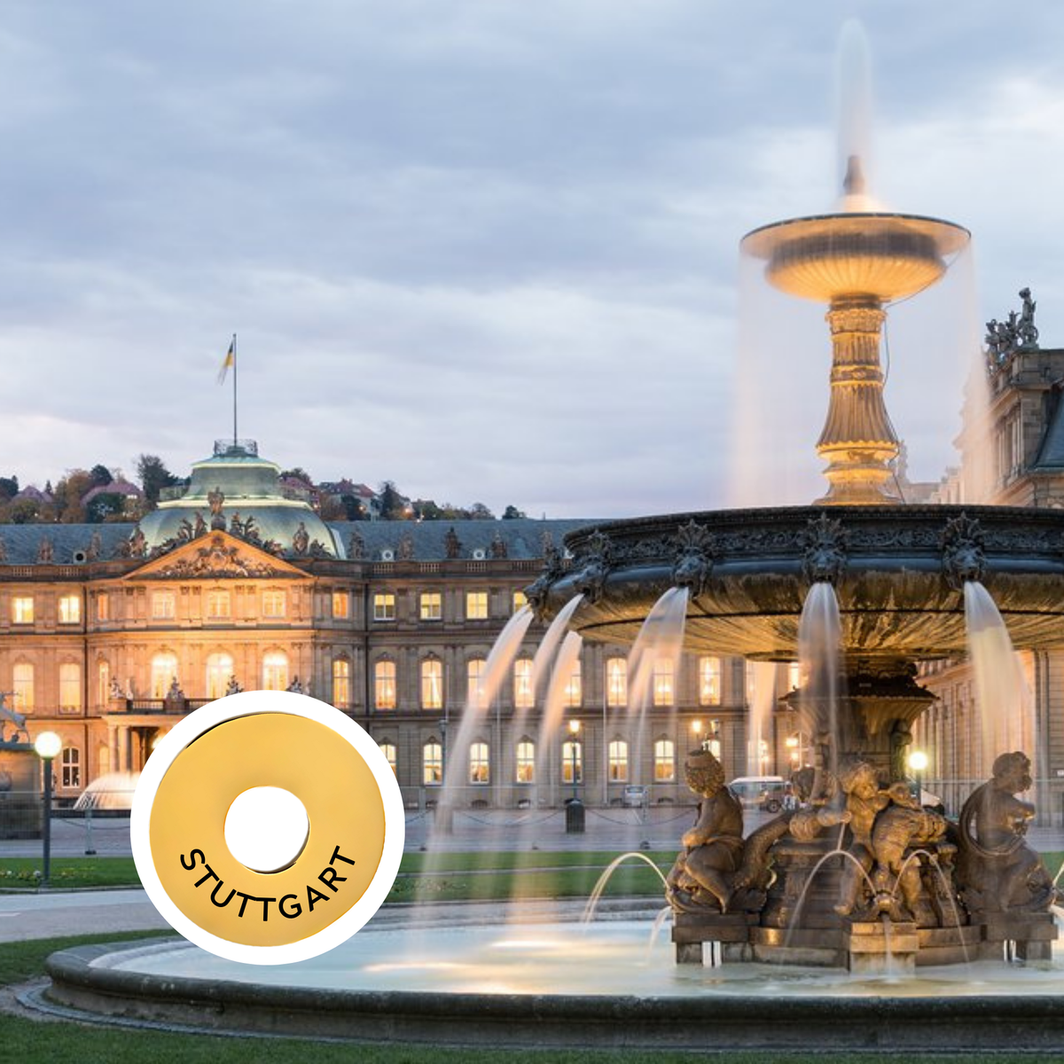 Stuttgart engraved city travel ring
