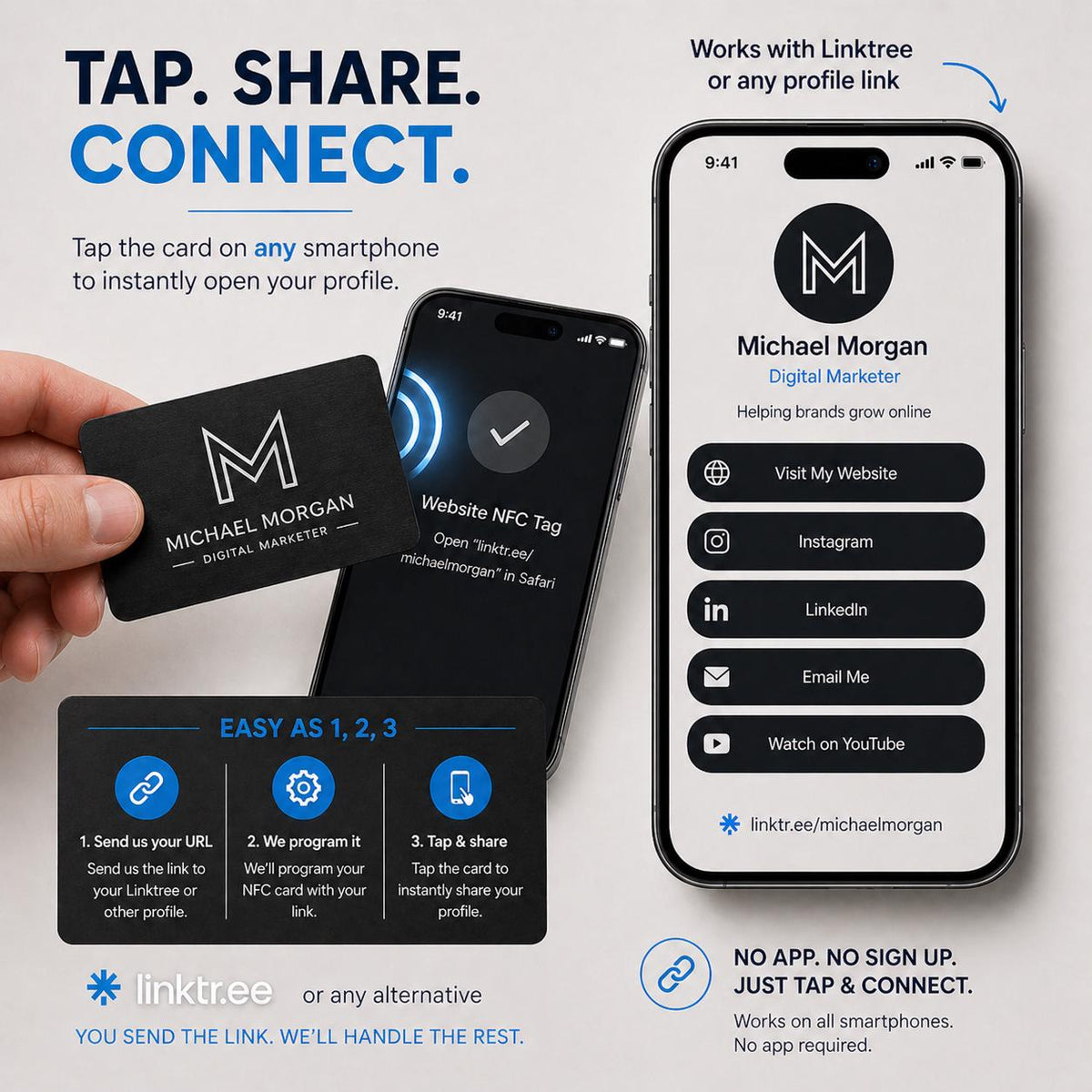 Black Hybrid NFC Business Card – Gold or Silver Engraving
