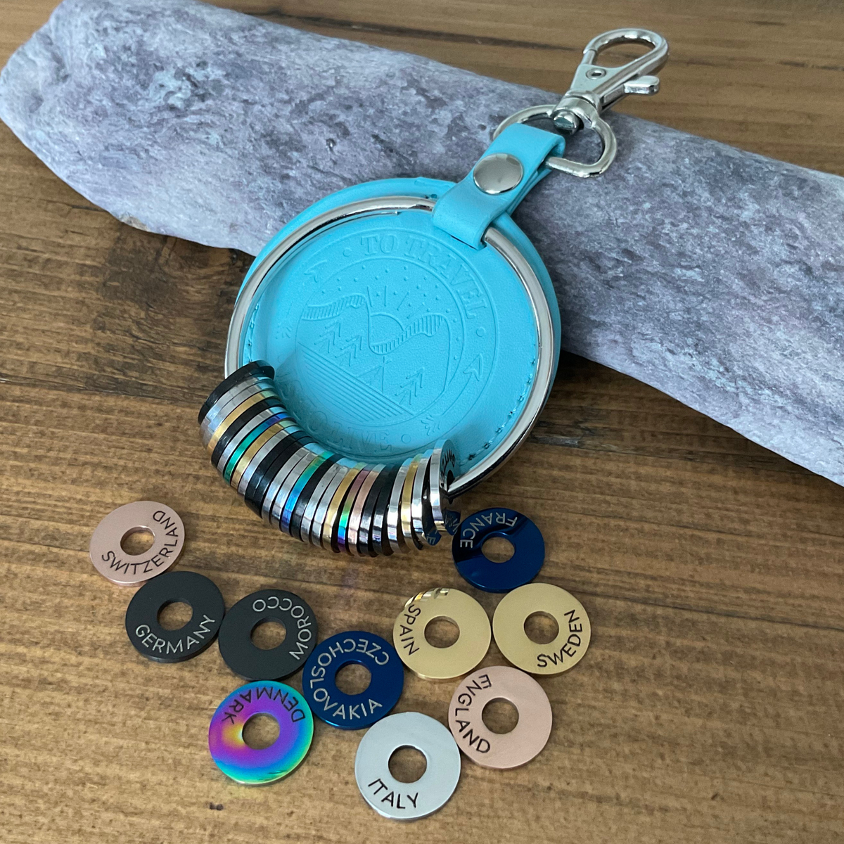 Personalised Vegan Leather Travel Keyring | The Laser Lad