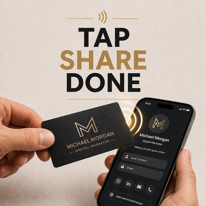 Black Full Metal NFC Business Card – Gold or Silver Engraving