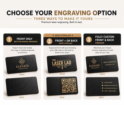 Black Full Metal NFC Business Card – Gold or Silver Engraving