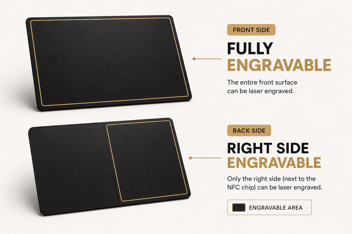 Black Full Metal NFC Business Card – Gold or Silver Engraving