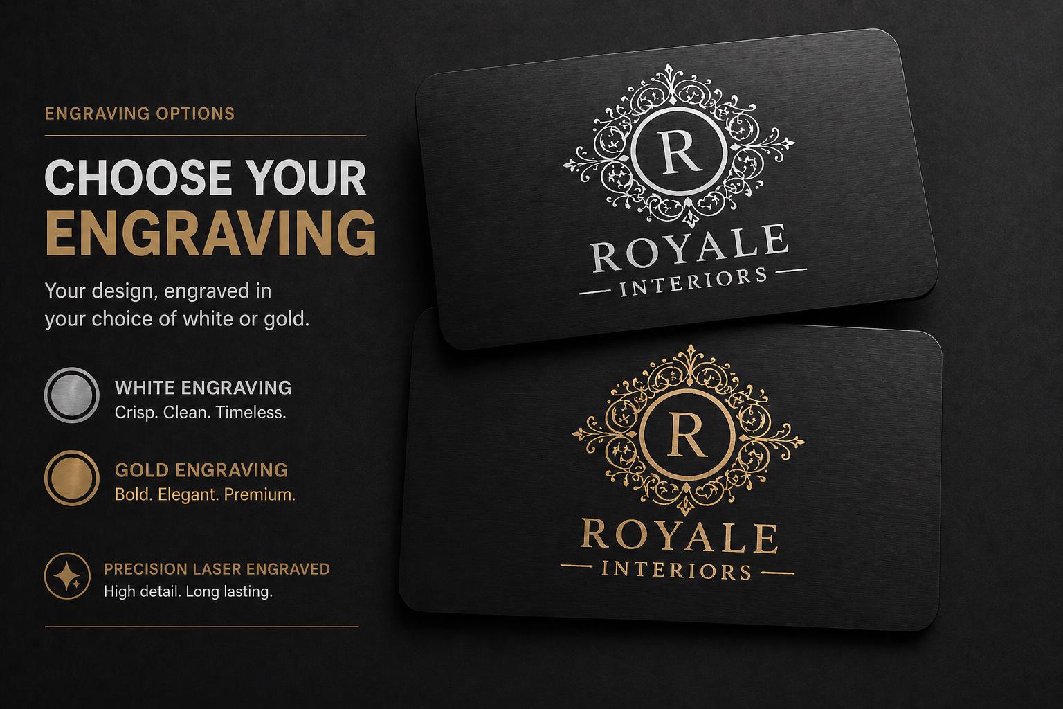 Black Full Metal NFC Business Card – Gold or Silver Engraving