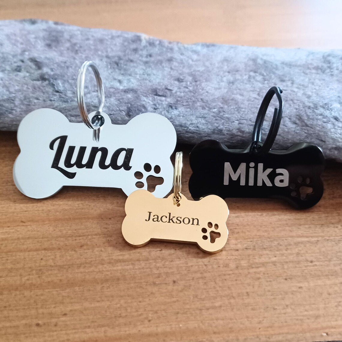 Bone Shape with Paw Pet ID Tag