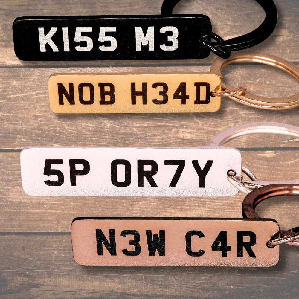 Custom Licence Plate Keychain, Personalised Number Plate Keychain, Custom Car Plate Keyring, Mini Number Plate Key Ring, Name Plate Keychain