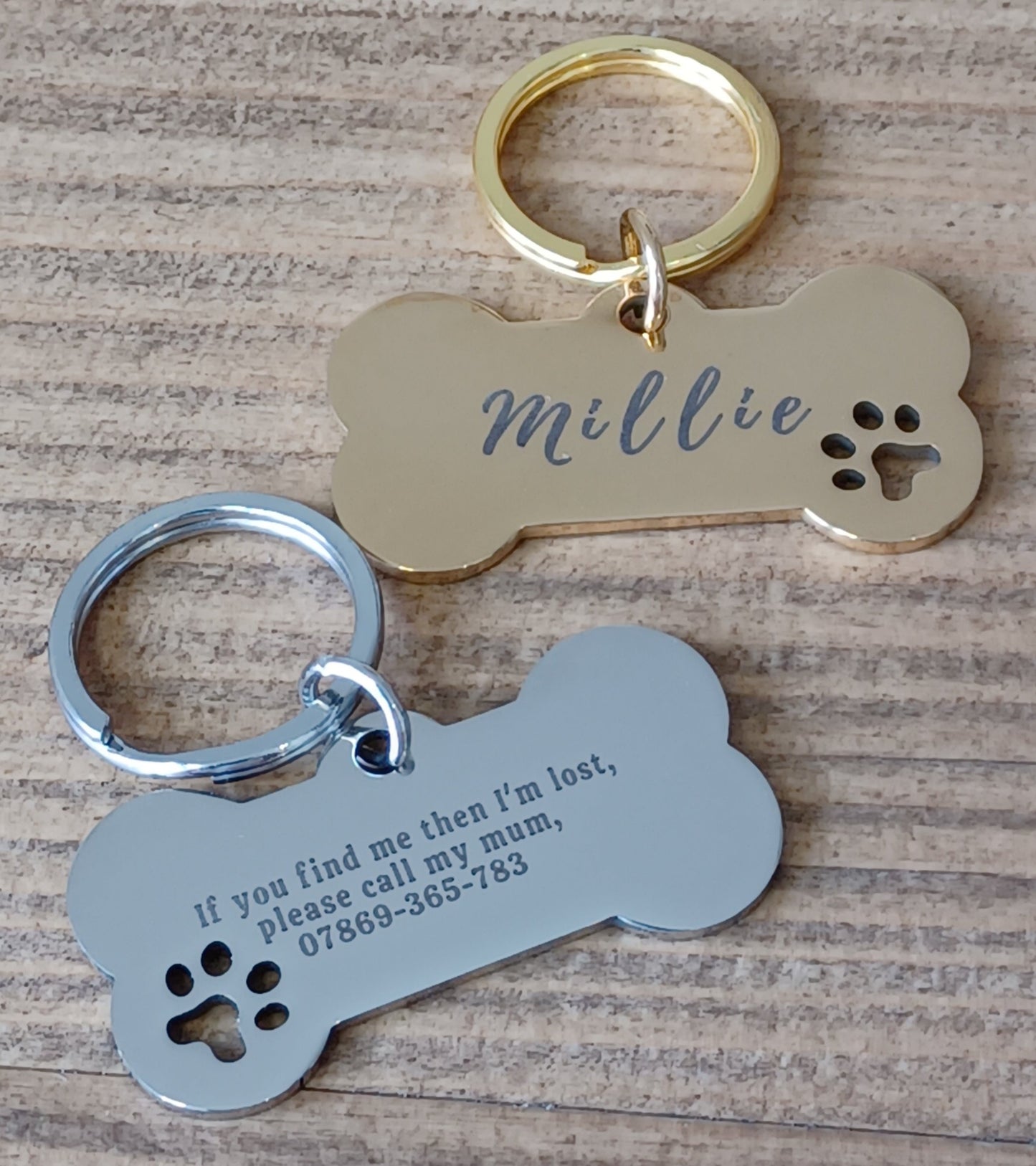 Bone Shape with Paw Pet ID Tag