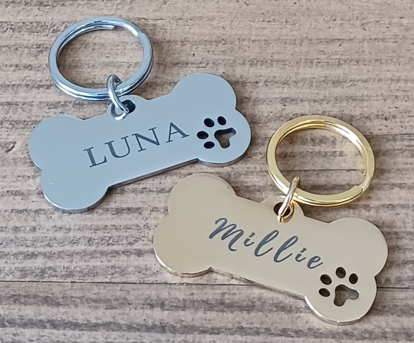 Bone Shape with Paw Pet ID Tag