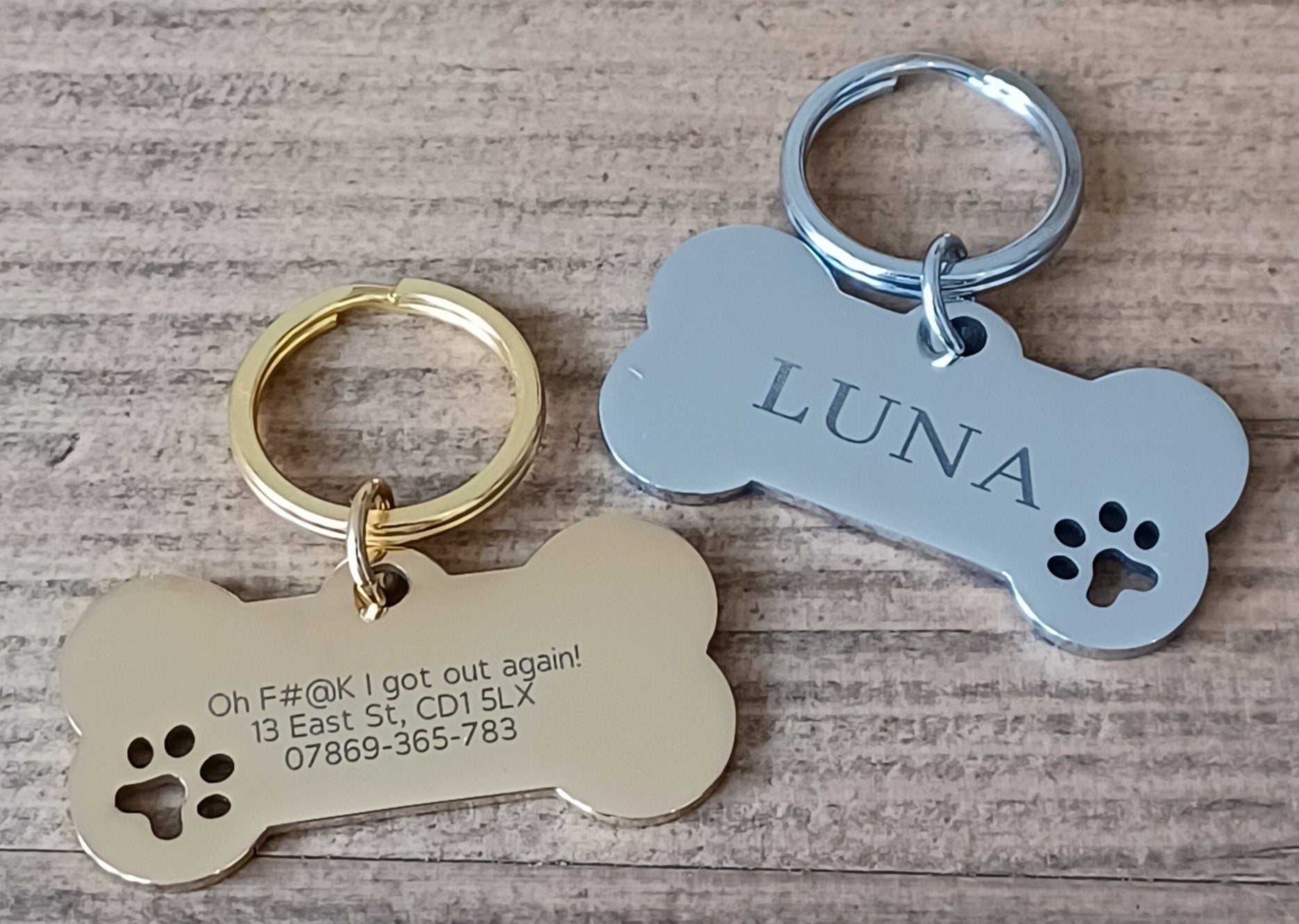 Bone Shape with Paw Pet ID Tag